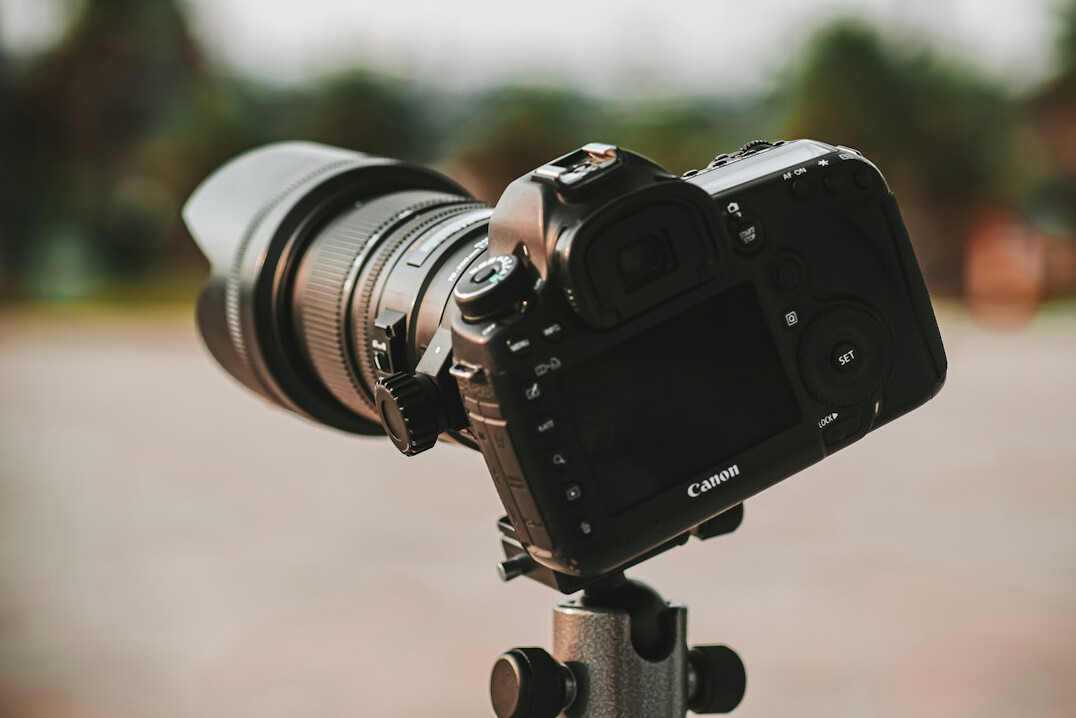 Camera on a tripod ready for filming